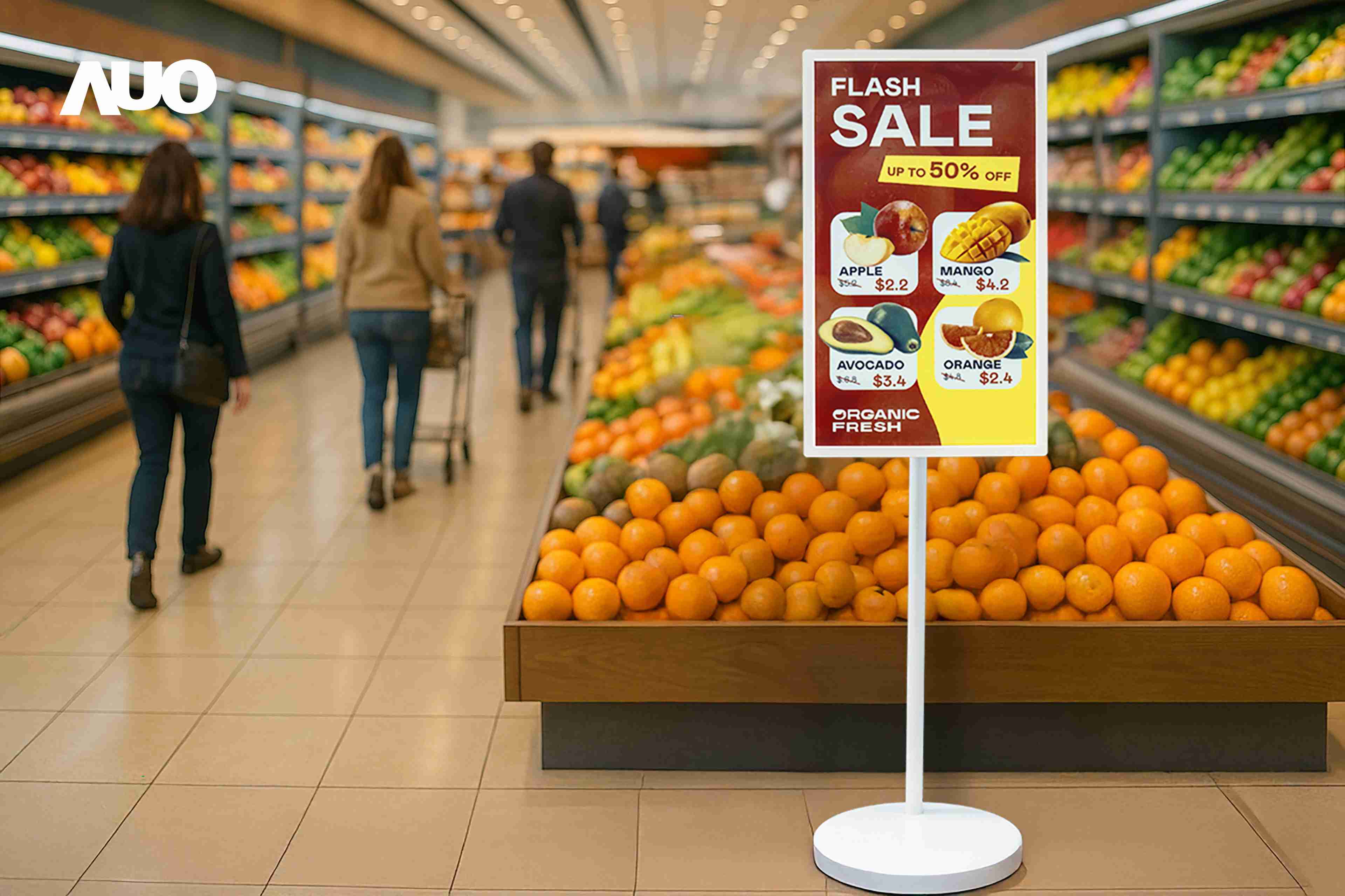 达擎首亮相低功耗、、、、全彩的〝aecoPost电子纸解决方案〞，，仅在更新画面时需要微量的电力驱动，，无需布建电线的便捷设计，，，，使其可灵活应用、、随意置放，，并可透过云端或行动装置app，，，轻松管理及排程广告内容，，晋升店头营销利器。。